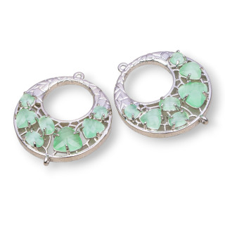 Conector de componente de latón criollo con ojo de gato integrado 28 mm 4 piezas verde claro rodiado