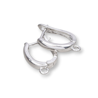 Pendientes Bronce Bases Liso Cerrado 11x15,5mm 12 Pares Rodio