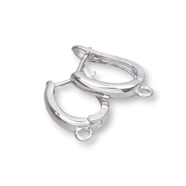 Pendientes Bronce Bases Liso Cerrado 11x15,5mm 12 Pares Rodio