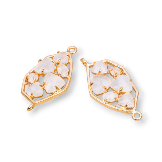 Conector de componente de latón de forma irregular con ojo de gato integrado 18x28 mm 6 piezas Blanco dorado