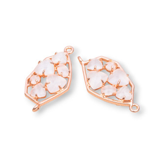 Conector de componente de latón de forma irregular con ojo de gato integrado 18x28 mm 6 piezas Oro rosa Blanco