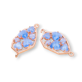 Brass Component Connector Irregular Shape with Cat's Eye Set 18x28mm 6pcs Rose Gold Celestial