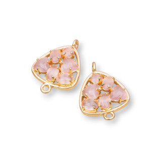 Plectre de connecteur de composant en laiton avec oeil de chat intégré 18mm 6pcs poudre dorée