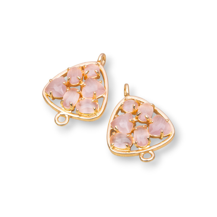 Plectre de connecteur de composant en laiton avec oeil de chat intégré 18mm 6pcs poudre dorée