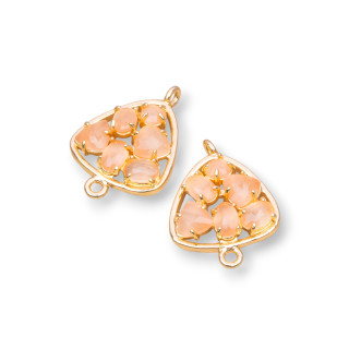 Plectre de connecteur de composant en laiton avec oeil de chat intégré 18mm 6pcs pêche dorée