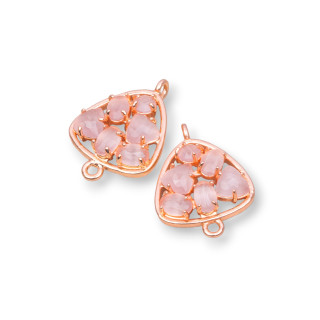 Brass Component Connector Plectrum with Cat's Eye Set 18mm 6pcs Powder Rose Gold