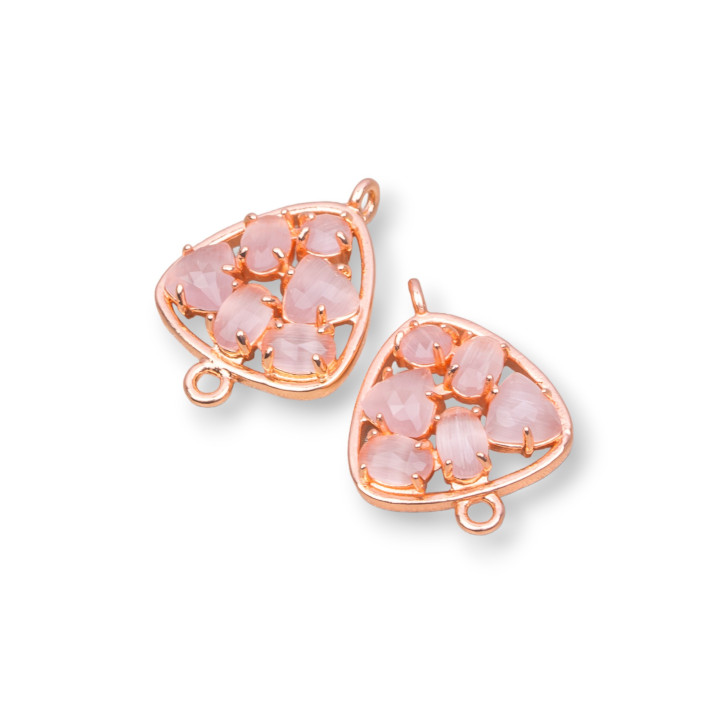 Connecteur Laiton Plectre Avec Set Cat's Eye 18mm 6pcs Poudre Or Rose