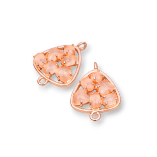 Púa de conector de componente de latón con ojo de gato integrado 18 mm 6 piezas Melocotón de oro rosa