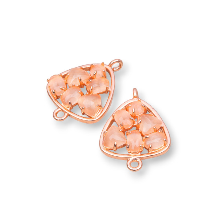 Plectre de connecteur de composant en laiton avec oeil de chat intégré 18mm 6pcs pêche d'or rose