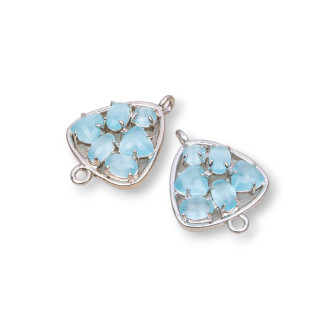 Plectre de connecteur de composant en laiton avec oeil de chat intégré 18mm 6pcs eau plaquée rhodium