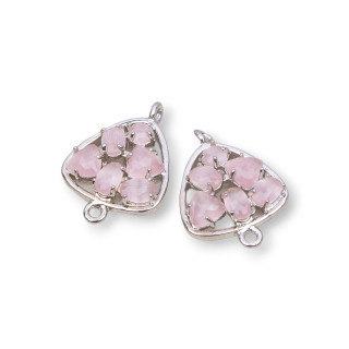 Plectre de connecteur de composant en laiton avec oeil de chat intégré 18mm 6pcs poudre plaquée rhodium