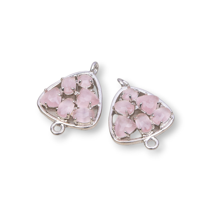 Plectre de connecteur de composant en laiton avec oeil de chat intégré 18mm 6pcs poudre plaquée rhodium