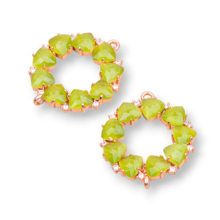 Bandeau Connecteur Composant Laiton Avec Oeil de Chat Intégré 25x25mm 4pcs Or Rose Vert Acide