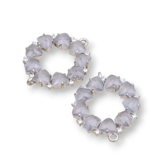 Connecteur Bandeau Composant Laiton Avec Oeil de Chat Intégré 25x25mm 4pcs Gris Rhodié