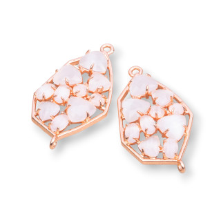 Conector de componente de latón de forma irregular con ojo de gato integrado 21x35 mm 4 piezas Oro rosa Blanco