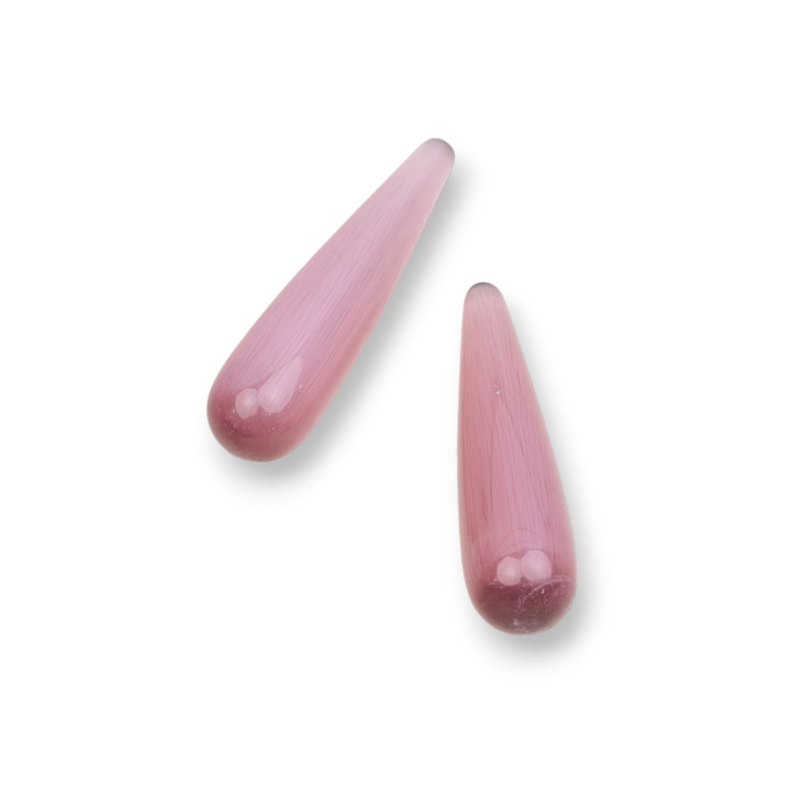 Componente Perline Occhio Di Gatto Goccia Senza Foro 08x30mm 8pz Cipria