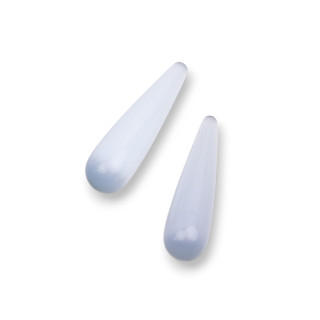 Cat's Eye Drop Beads Component Χωρίς Τρύπα 08x30mm 8τμχ Ανοιχτό Γκρι