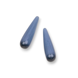 Component Beads Cat's Eye Drop Ohne Loch 08x30mm 8St Dunkelgrau