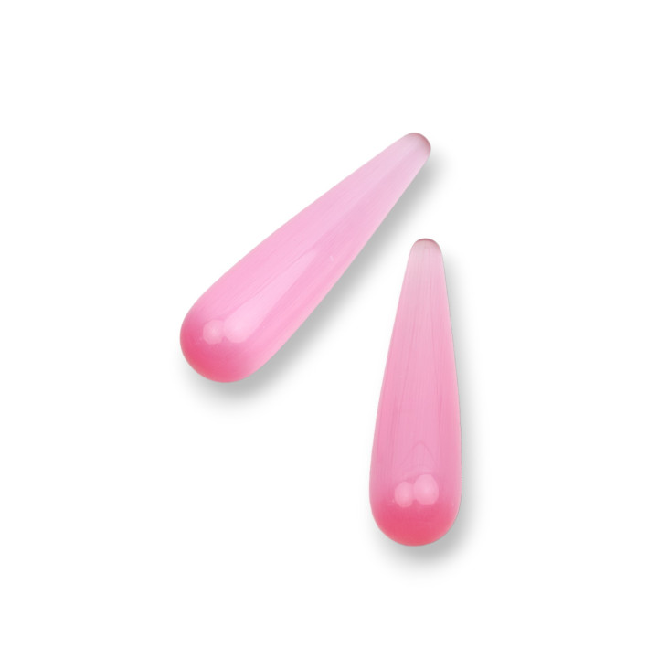 Perles Composantes Goutte d'Oeil de Chat Sans Trou 08x30mm 8pcs Rose