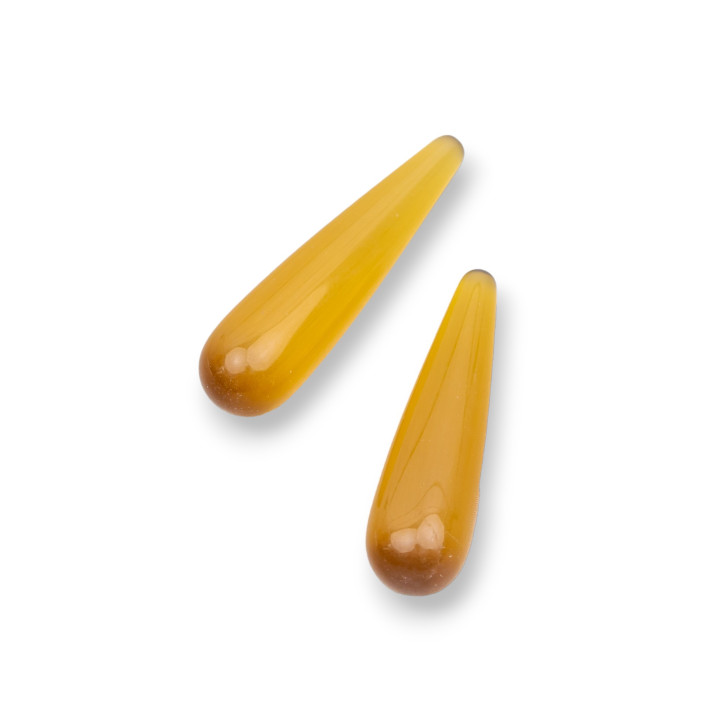 Perles Composantes Goutte d'Oeil de Chat Sans Trou 08x30mm 8pcs Moutarde