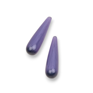 Cat's Eye Drop Beads Component Χωρίς Τρύπα 08x30mm 8τμχ Μωβ
