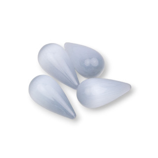 Cat's Eye Drop Beads Component Χωρίς Τρύπα 10x20mm 10τμχ Ανοιχτό Γκρι