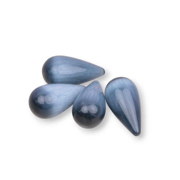 Perles Composantes Goutte d'Oeil de Chat Sans Trou 10x20mm 10pcs Gris Foncé