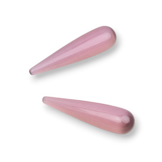 Cat's Eye Drop Beads Component Without Hole 10x40mm 4pcs Powder