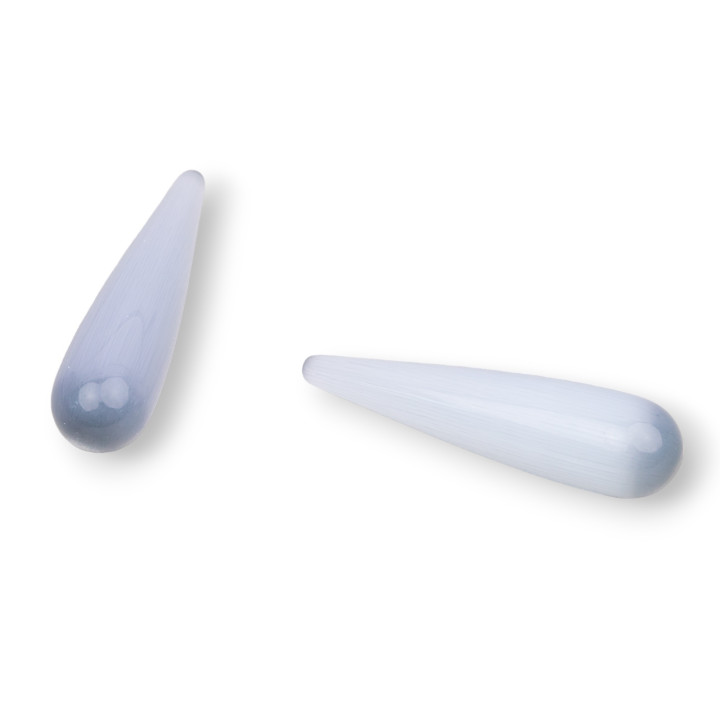 Componente Perline Occhio Di Gatto Goccia Senza Foro 10x40mm 4pz Grigio Chiaro