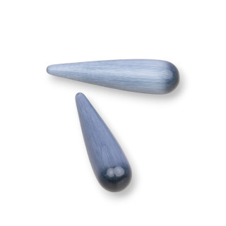 Cat's Eye Drop Beads Component Without Hole 10x40mm 4pcs Dark Gray