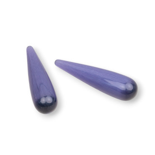 Componente Perline Occhio Di Gatto Goccia Senza Foro 10x40mm 4pz Viola