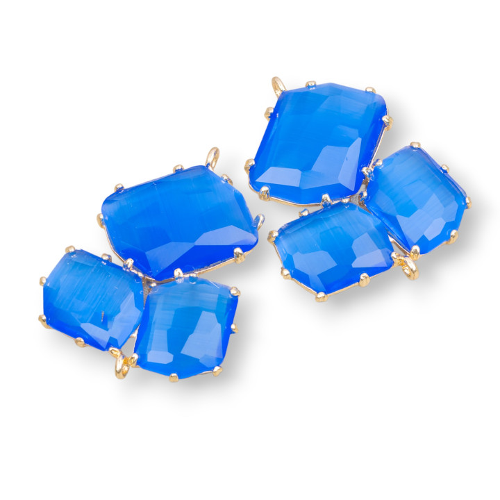 Conector de componente de latón con ojo de gato integrado 32x41 mm 3 piezas azul claro dorado