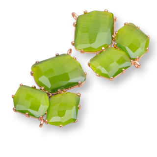 Conector de componente de latón con ojo de gato integrado 32x41 mm 3 piezas Oro rosa Verde bosque