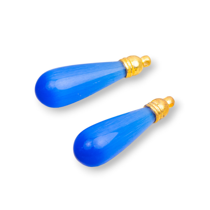 Gotas Ojo De Gato Sin Orificio Con Vaso 10x35mm 6uds Azul