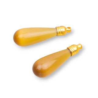 Cat's Eye Drop Χωρίς Τρύπα Με Κύπελλο 10x35mm 6τμχ Μουστάρδα