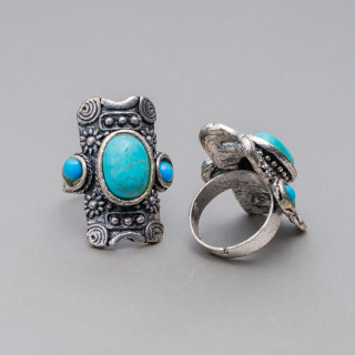 Schmuckring mit Magnesit verstellbare Größe 25x34mm