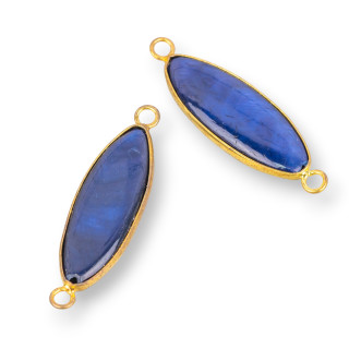 Conector de componente de latón con arroz incrustado de nácar 10x38mm 10 piezas azul y dorado