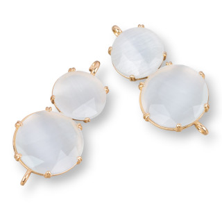 Conector de componente de latón de ojo de gato integrado 20x40 mm 6 piezas Ojo de gato blanco dorado