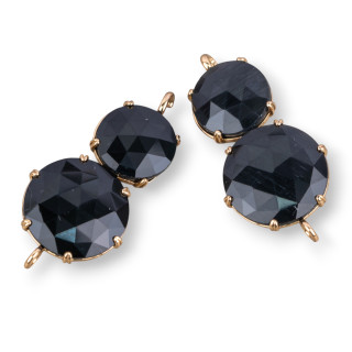 Connettore Componente Di Ottone Con Occhio Di Gatto Incastonato 20x40mm 6pz Dorato Nero