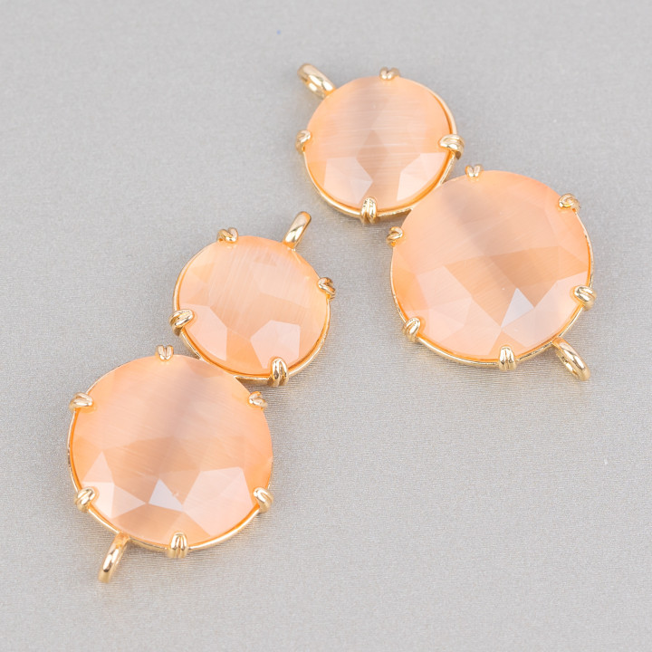 Σύνδεσμος ορειχάλκινου εξαρτήματος με ενσωματωμένο μάτι γάτας 20x40 mm 6 τεμ Golden Peach