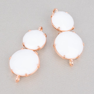 Messing-Komponentenverbinder mit Katzenaugen-Set, 20 x 40 mm, 6 Stück, Roségold, weißer Achat