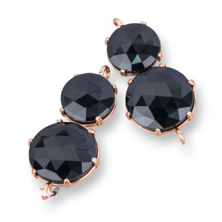 Connettore Componente Di Ottone Con Occhio Di Gatto Incastonato 20x40mm 6pz Oro Rosa Nero