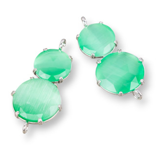 Conector de componente de latón con ojo de gato integrado 20x40 mm 6 piezas verde claro rodiado