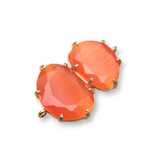 Connecteur Composant Laiton Avec Oeil de Chat Intégré 22x35mm 6pcs Doré Orange