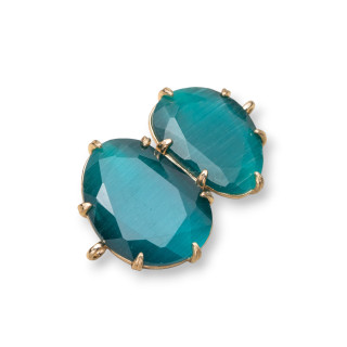 Conector de componente de latón con ojo de gato integrado 22x35 mm 6 piezas Verde esmeralda dorado