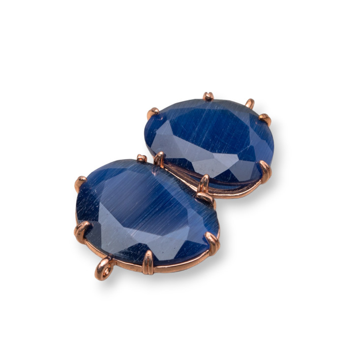 Conector de componente de latón con ojo de gato integrado 22x35 mm 6 piezas Oro rosa azul