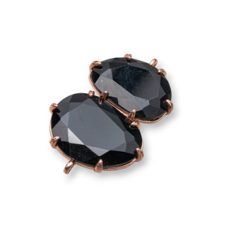 Connettore Componente Di Ottone Con Occhio Di Gatto Incastonato 22x35mm 6pz Oro Rosa Nero