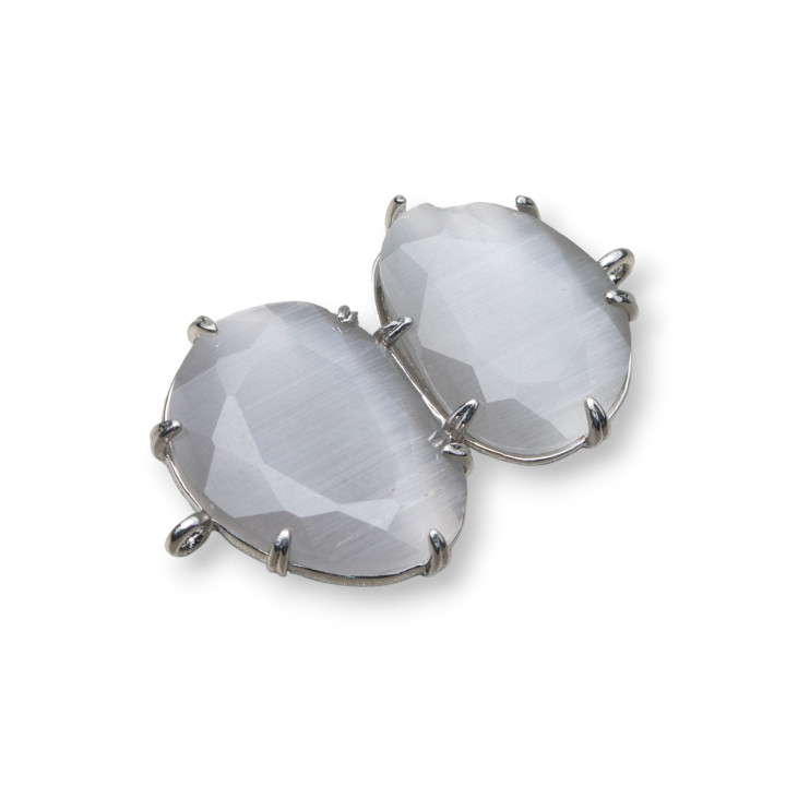 Conector de componente de latón con ojo de gato integrado 22x35 mm 6 uds gris rodiado