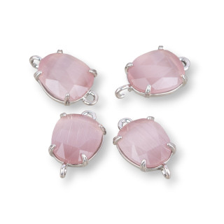 Σύνδεσμος ορειχάλκινου εξαρτήματος με Faceted Cat's Eye 11x17mm 16 τεμ.