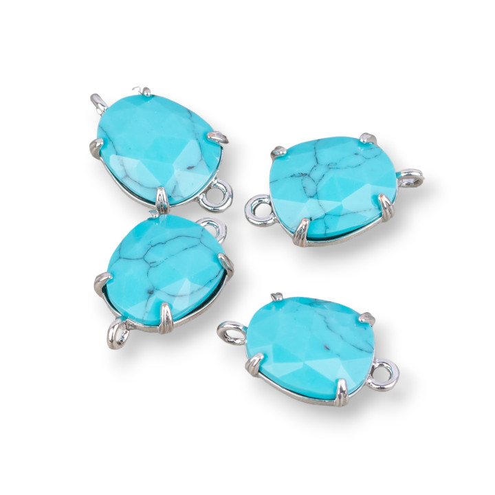 Connettore Componente Di Ottone Con Occhio Di Gatto Sfaccettato 11x17mm 16pz Rodiato Magnesite